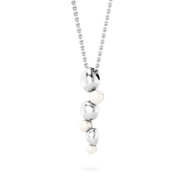 Drop Necklace in Sterling Silver with Pearls