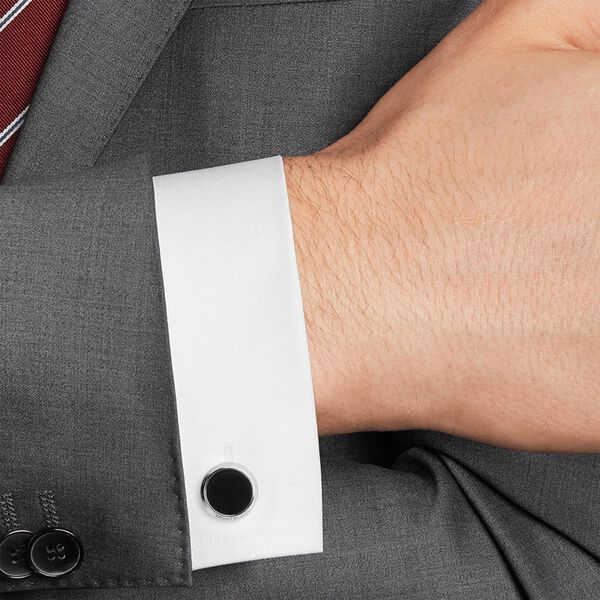 Meisterst&uuml;ck Stainless Steel and Onyx Cufflinks
