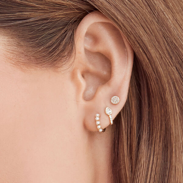 Kate Yellow Gold and Diamond Pav&eacute; Stud Earrings