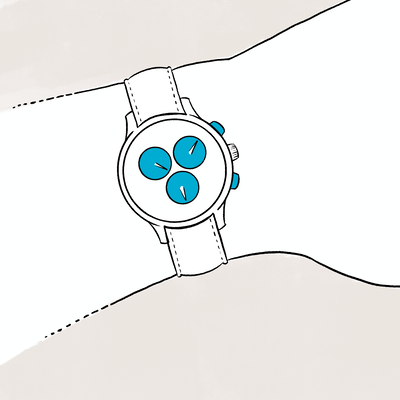Chronograph watch sample on a wrist