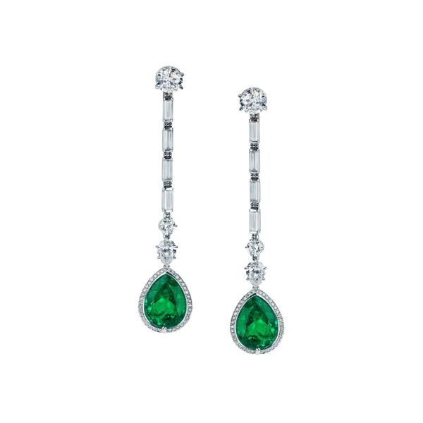 Emerald and Diamond Drop Earrings