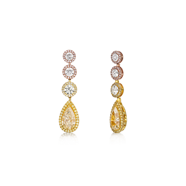 Yellow Teardrop Diamond Earrings