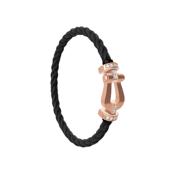 Force 10 Large Rose Gold and Diamond Pav&eacute; Cable Bracelet
