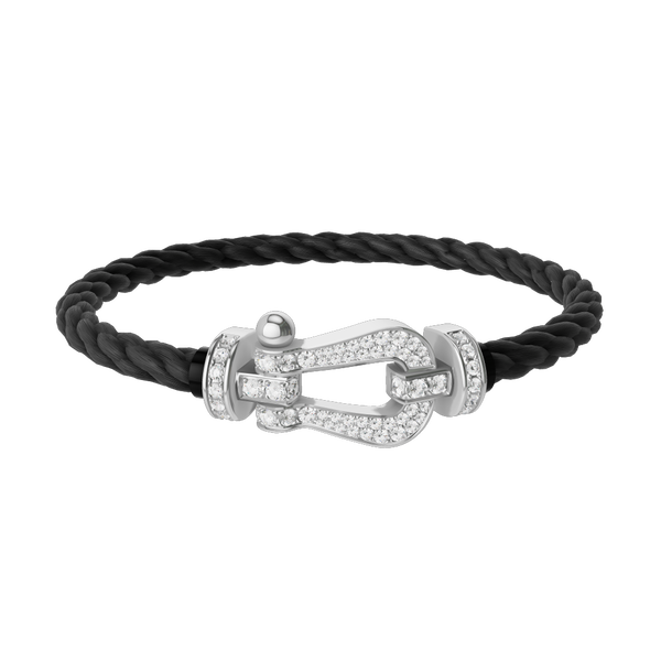 Force 10 Large White Gold and Pav&eacute; Diamond Cable Bracelet