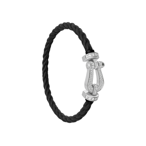 Force 10 Large White Gold and Pav&eacute; Diamond Cable Bracelet