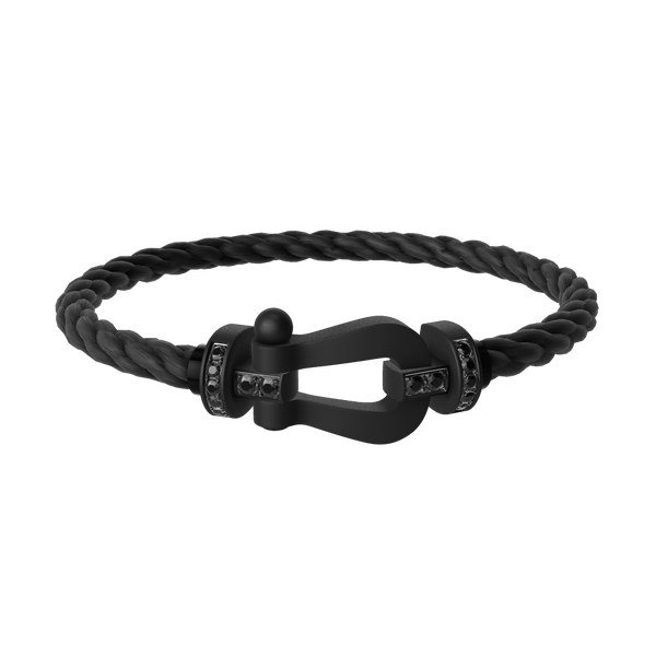 Force 10 Large ADLC Titanium and Black Diamond Cable Bracelet