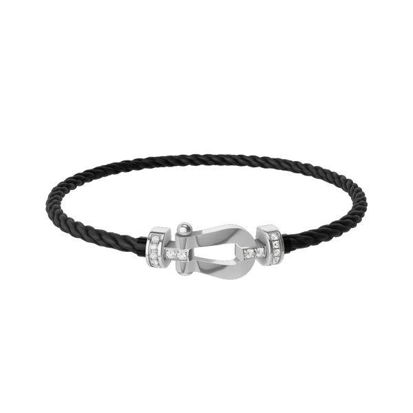Force 10 Medium White Gold and Diamond Pav&eacute; Cable Bracelet