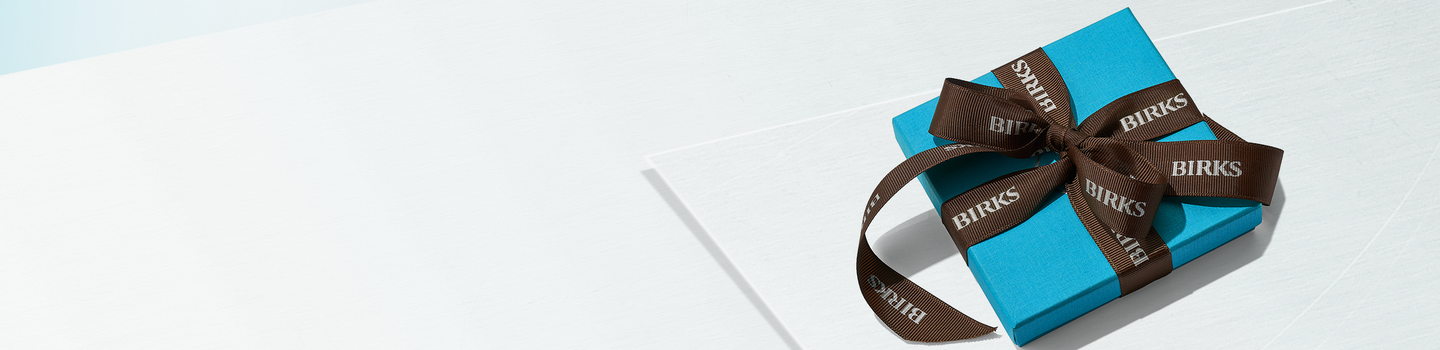 The Birks Blue Box on a blue background.