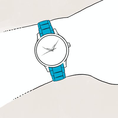 Metal watch sample on a wrist