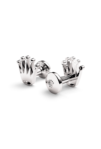 rolex-'Crown' Cufflinks-White gold-A1019-Maison Birks