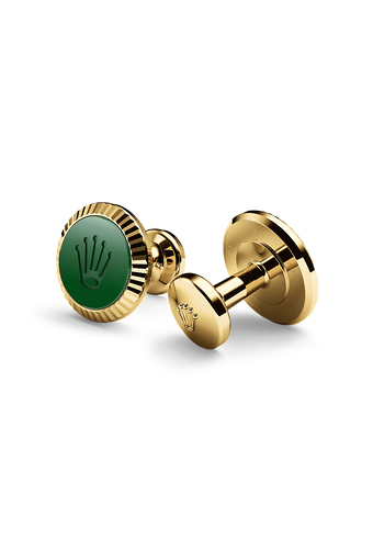 rolex-'Fluted' Cufflinks-Yellow gold and ceramic-A1038-Maison Birks